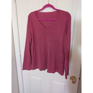 Eileen Fisher Silk Cashmere V-Neck Long Sleeve‎ Top Casual Everyday Layering
